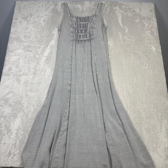 Magic One Size - S Rayon Embroidered Maxi Dress Sleeveless Gray Bohemian‎ Casual - Picture 6 of 14